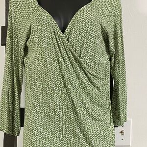 Banana Republic Green Patterned Wrap Top